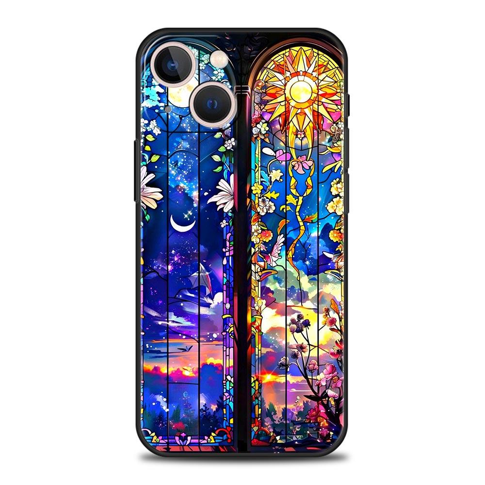 Красивый стеклянный чехол-крышка с изображением Солнца и Луны для iPhone 17 16 15 14 13 12 Pro Max 11 Pro Max 17 AIR Plus Ударопрочный мягкий ТПУ корпус