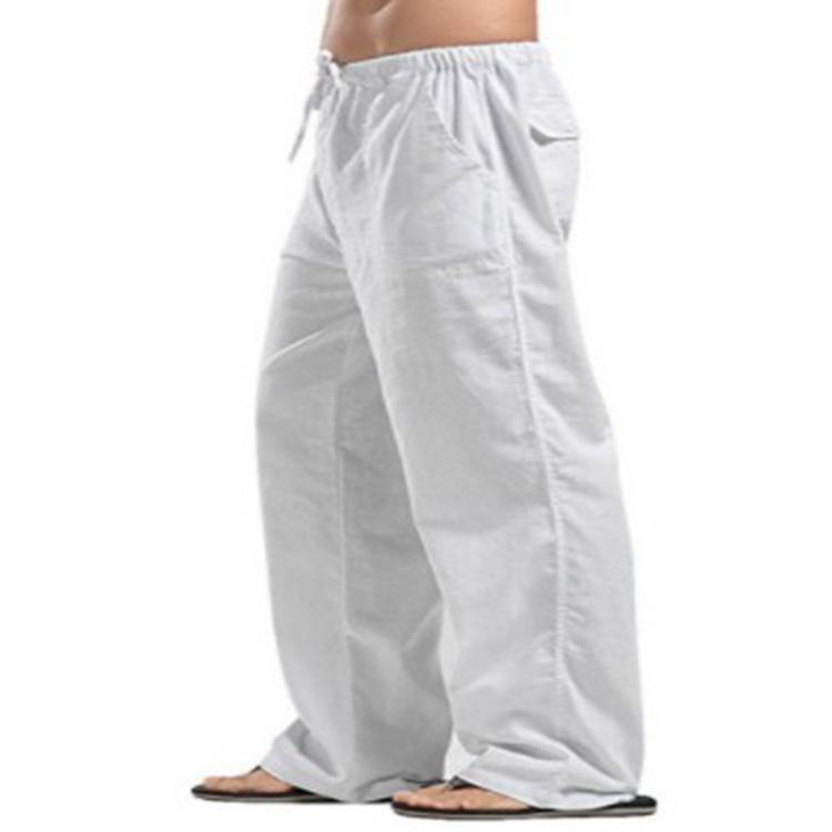 Men's Linen Large Size Cotton Pocket Trousers Casual Loose Pants