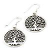 [Q7548] - Handmade Silver 'Tree of Life' Silver Earrings - 19 Mm
