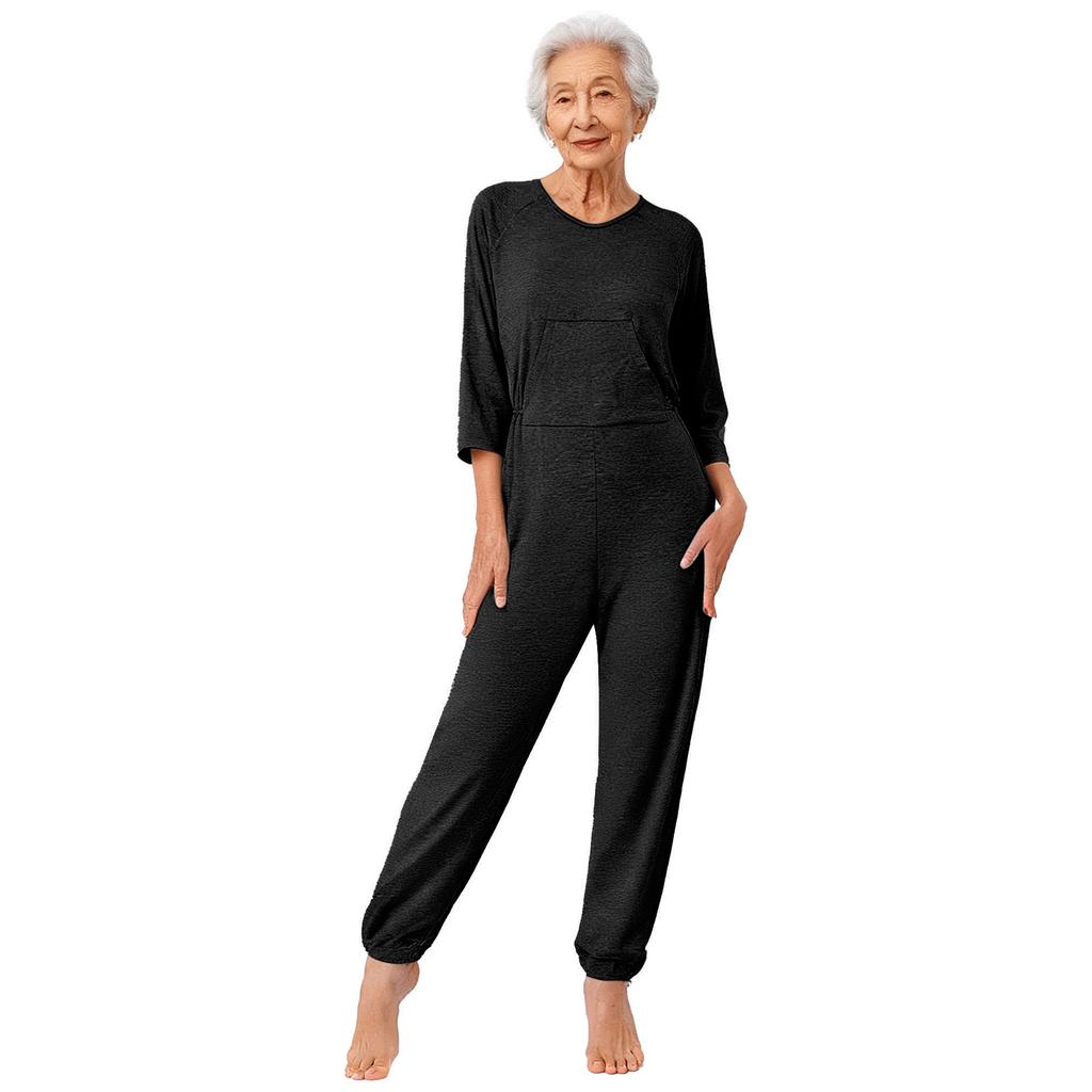 Special Needs & Disability Romper for Women S-XXL: Adaptive Jumpsuit with Double-End Zip, Long Sleeve Pants for Easy Care