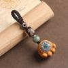 Pendant Sandalwood Cat Paw Keychain Chinese Style Spin Wheel Car Keychain  Decoration