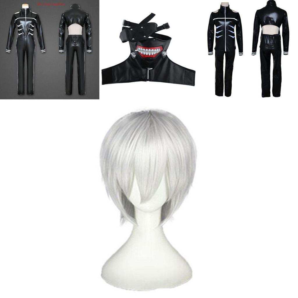 Элегантный костюм Канеки Кена из Tokyo Ghoul в полный рост с модным дизайном, идеально подходит для Хэллоуина и тематических вечеринок