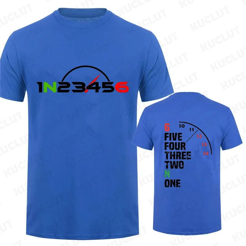 Motorcycle Gear 1N23456 Design Tshirt for Men Autocycle Motorbike Speedometer Personalized Print Game Tshirts Vintage T Shirts
