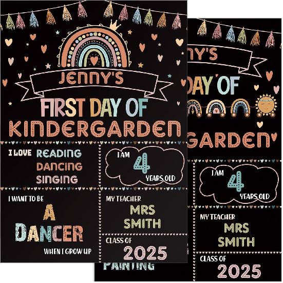 First Day and Last Day School Board Boho Back to School Sign School Chalkboard First Day Photo Prop Sign Rainbow 1st Day Chalk Board for Kids