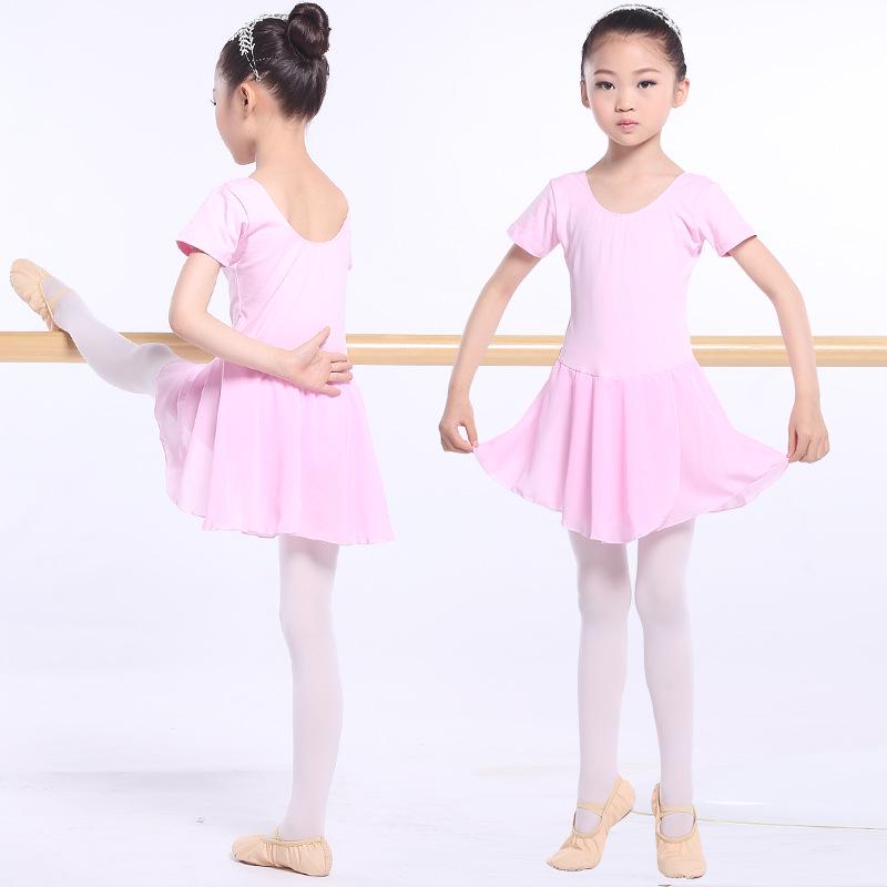 Платье-купальник для балета с открытой спиной и короткими рукавами для девочек