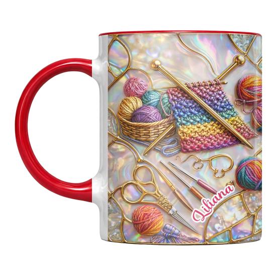 Кружка для вязания и шитья 11 унций Персонализированная кофейная кружка с принтами швейной машины и пряжи Подарок для шитья для женщин