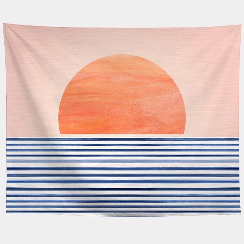 Акварель Море Закат Тропический Лес Печать Гобелен Растения Абстрактный Пейзаж Гостиная Спальня Домашний Декор