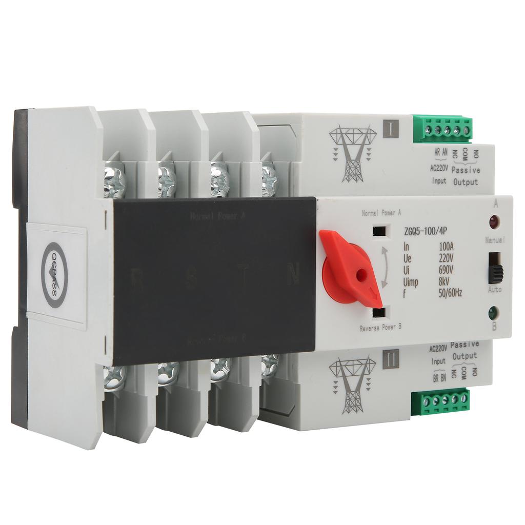 Dual Power Automatic Transfer Switch Circuit Breaker Changeover ZGQ5-100/4P 220V