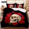 Комплект постельного белья с черепом Queen 3D Skeleton Floral Skull Pattern Printed Beds Qulit Cover Gothic Microfiber Beds Queen Size