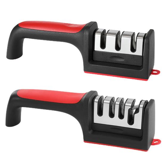 Kitchen Cutter Sharpener with 45720 Grooves Tungsten Steel Sharpener with Plastic Handle Multifunctional Manual Grinder for Scissors