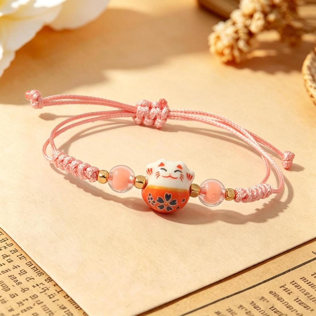 Плетеный браслет Lucky Cat Candy Color для женщин
