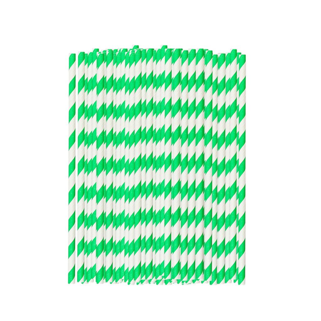 Eco-Friendly Biodegradable Red & White Striped Paper Straws 100 Pack, Sturdy, Safe for Parties & Events