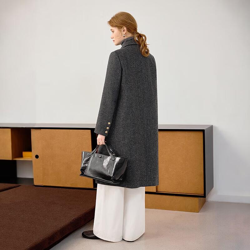 Women's Wool Blend Lapel Mid-Length Winter Coat