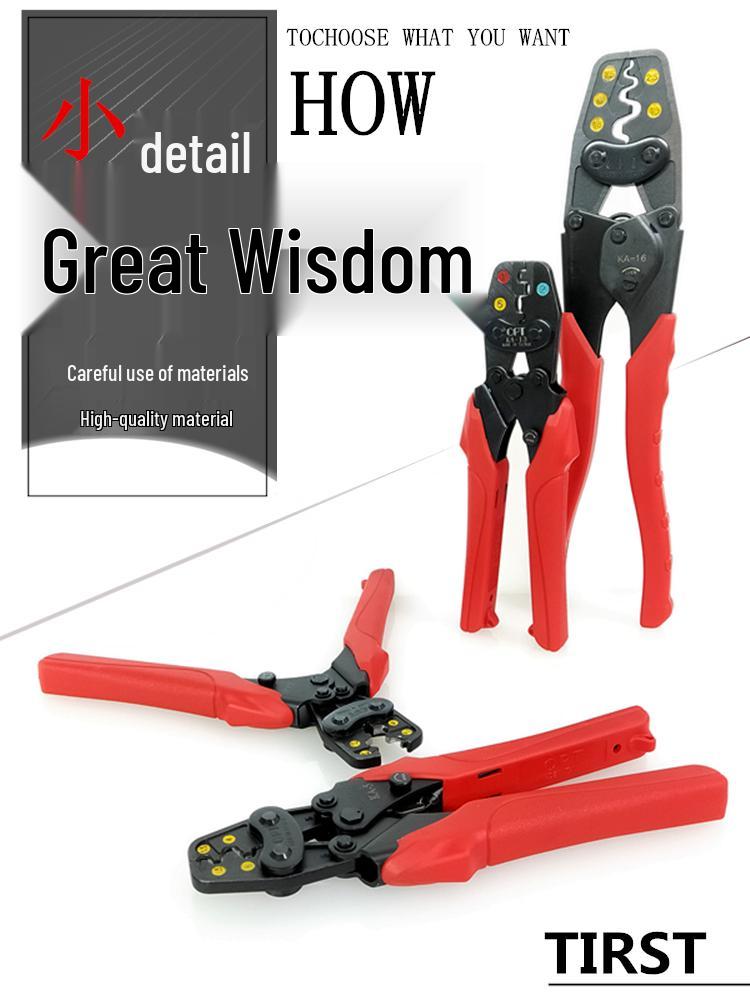 Labor-Saving Ratchet Crimping Pliers with Bare Terminal Nipple Cap, Model KA5-6