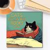 Cats Chillin' with Book 2026 Wall Calendar Funny Cat-Themed 12 Monthly Planner Spiral-Bound Wall Hanging Calendar for Cat Lovers Bookish Gift