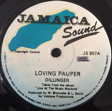 7inch Record DILLINGER - Loving Pauper / Dubbing Pauper JS907 Jamaica Sound UK Reggae, Ska & Dub Used