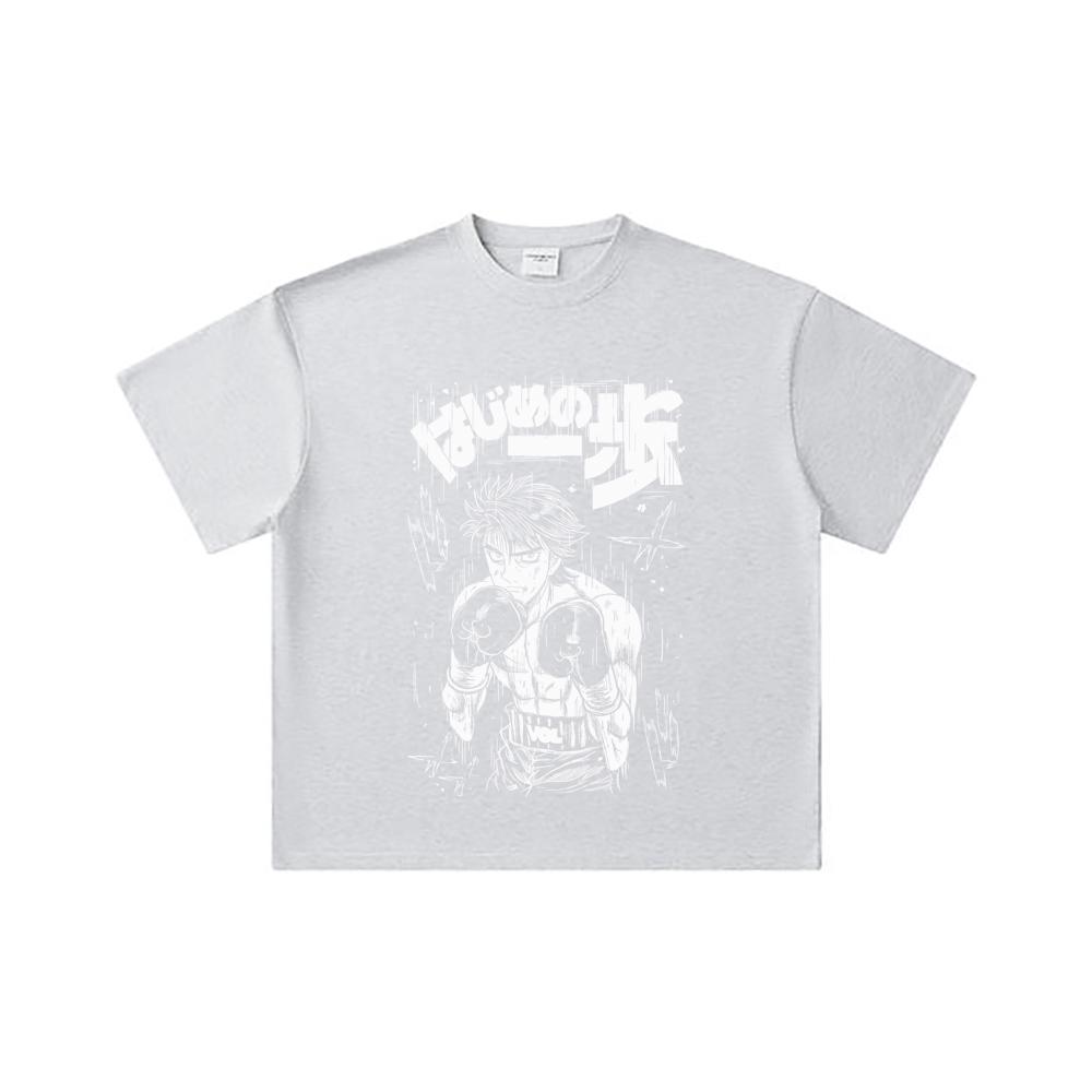 260 GSM Double Yarn 32 Count 100% Cotton Hajime no Ippo V8 Volg Print Unisex Heavy Cotton T Shirt