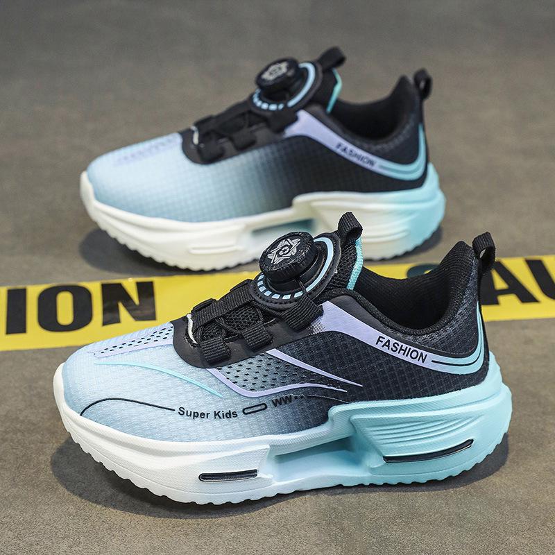 Легкие детские кроссовки с вращающейся застежкой - Нескользящие, удобные, дышащие кроссовки для улицы для мальчиков и девочек