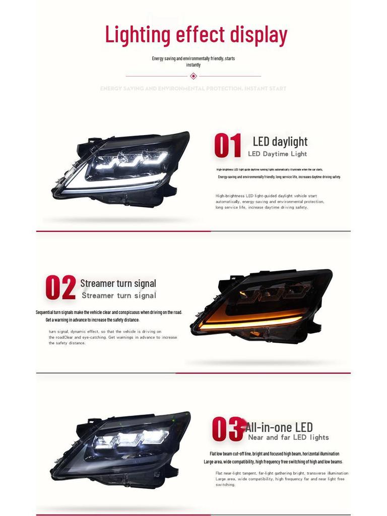 Светодиодные ДХО и последовательные указатели поворота в сборе для 07-15 Lexus LX570