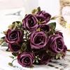 4 Pcs Wedding Bouquets Artificial Flowers 6 Heads Fake Silk Mini Rose Plastic Flowers Arrangement for DIY Home Decorations Table Centerpieces
