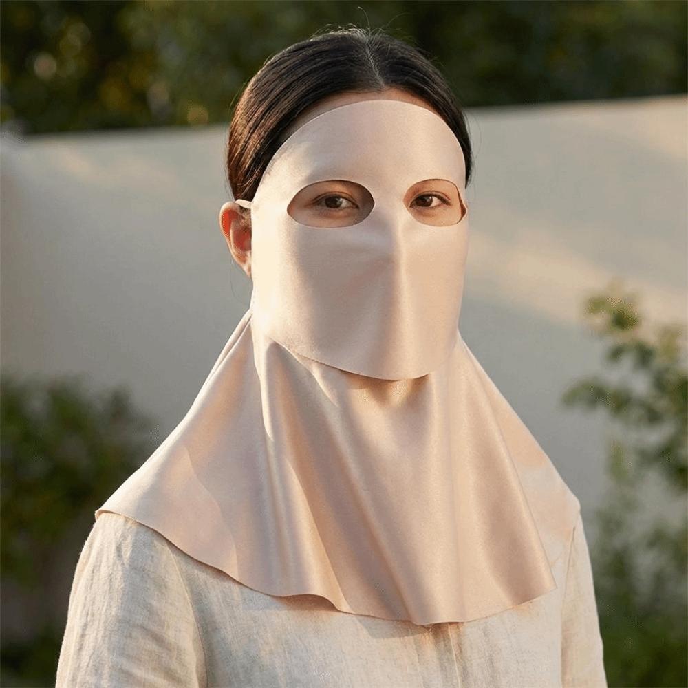 Solid Color Sunscreen Mask Polyester Neck Wrap Simple Ice Silk Face Veil Outdoor
