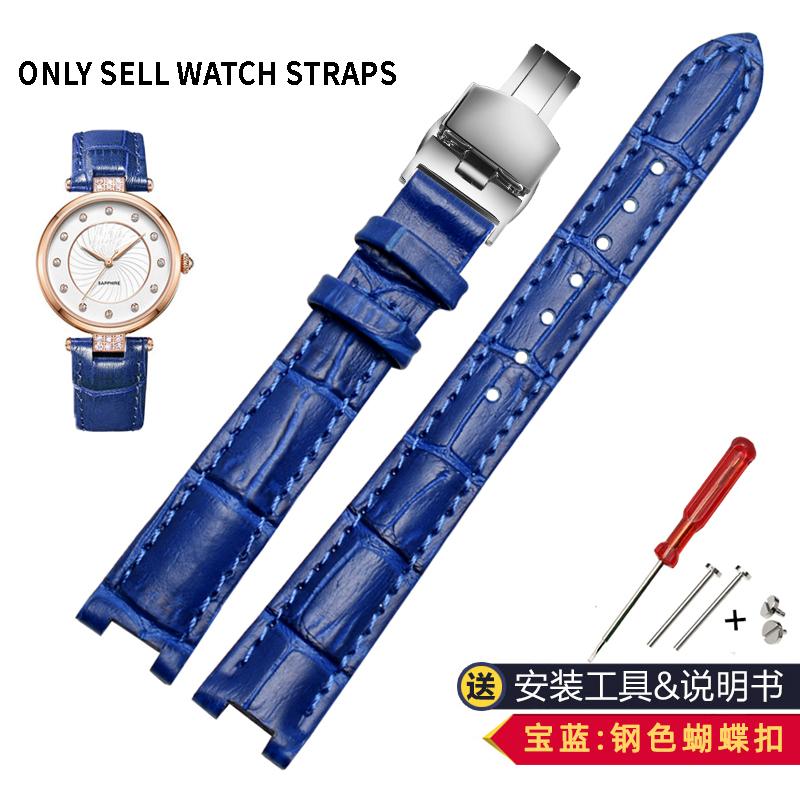 For Rossini 516752 616764 517784 5758G Notch Watch Chain Cowhide Leather Watchband Red Bracelet Men Women 14mm 16mm 18mm Strap