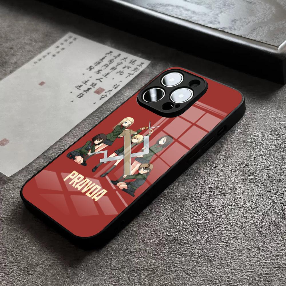 Чехол для телефона Girls Und Panzer для iPhone 18 16 Pro Max 15 Plus 14 Pro 12 11 13 Mini X XR XS Max 8 7 Plus SE Стеклянный чехол