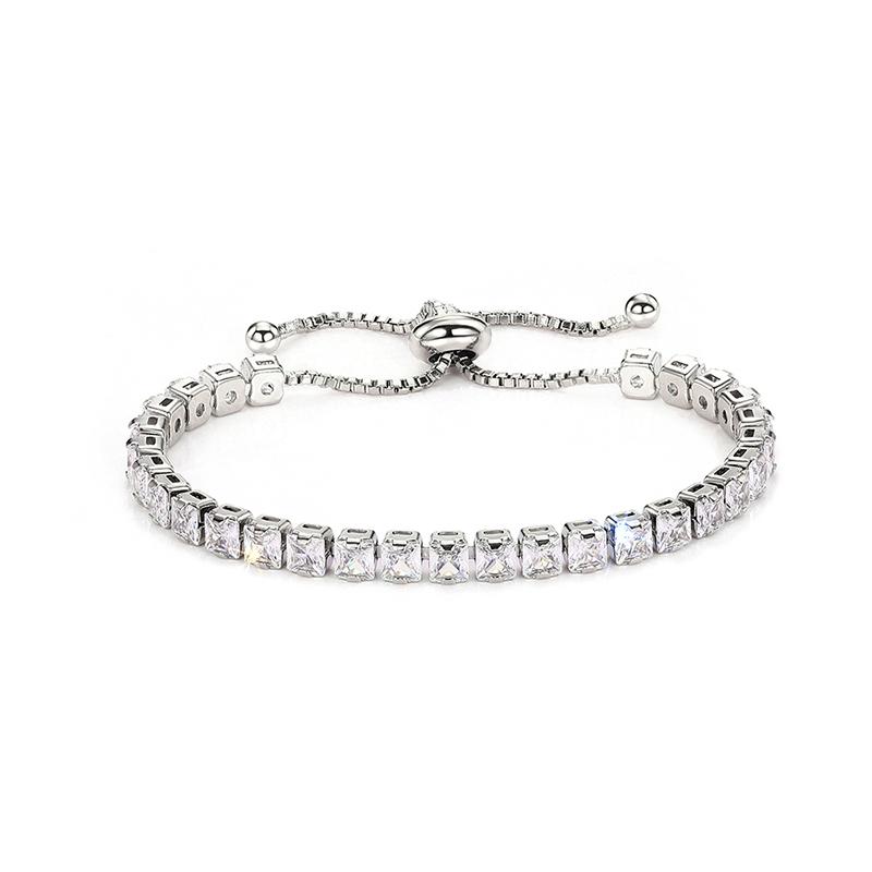 Браслеты Huitan Sparkling Cubic Zirconia для женщин, регулируемые модные теннисные браслеты, круглые/квадратные камни, роскошные модные ювелирные изделия