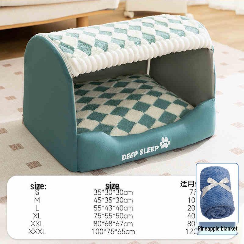 Unisex Houndstooth Pet Nest for Autumn/Winter - Fits Medium To Large Pets