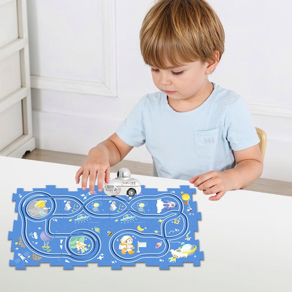 Космическая головоломка железнодорожная машина электрическая головоломка DIY мальчик автомобиль рождественская железнодорожная игрушка поезд