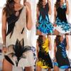 Платья для женщин, повседневное летнее платье без рукавов с цветочным принтом, свободное свободное пляжное короткое мини-сарафан