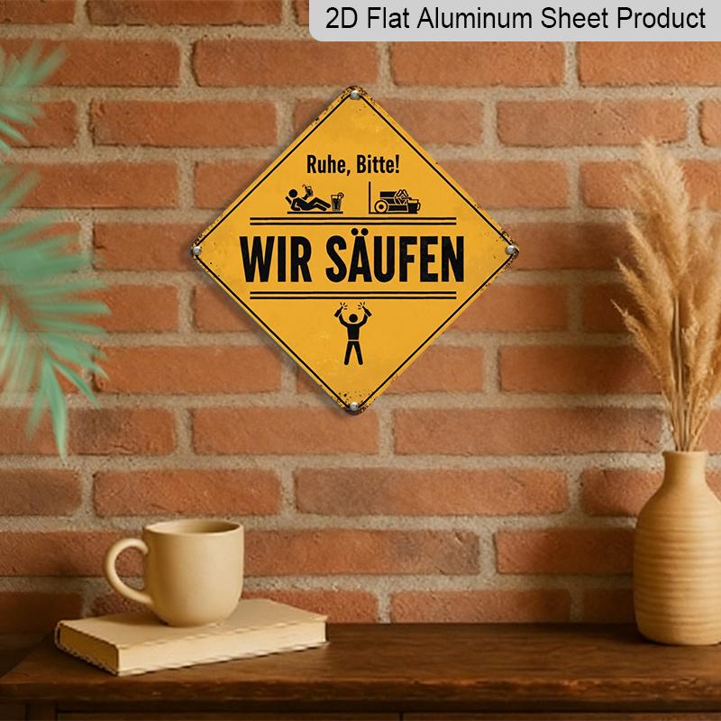 2D Flat - 1pc Vintage Funny Driving Themed Aluminum Sign, German Slogan Wall Art, Rustic Aluminum Plaque, Suitable for Garage, Bar, Tool Shed, Yard