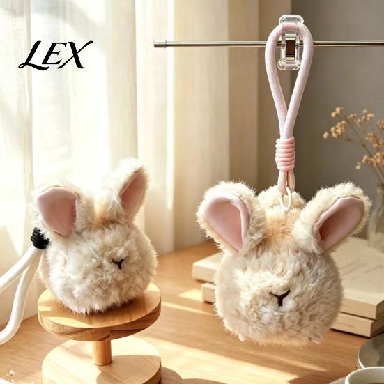 Cute Bag Charm Plush Animal Keychain, Soft Stuffed Pendant with Braided Cord, Round Small Gift for Kids Bunny Sheep Backpack, Decorative Mini