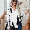 Spring and Autumn Women's Shirt Abstract Art Print Long Sleeve Blouse