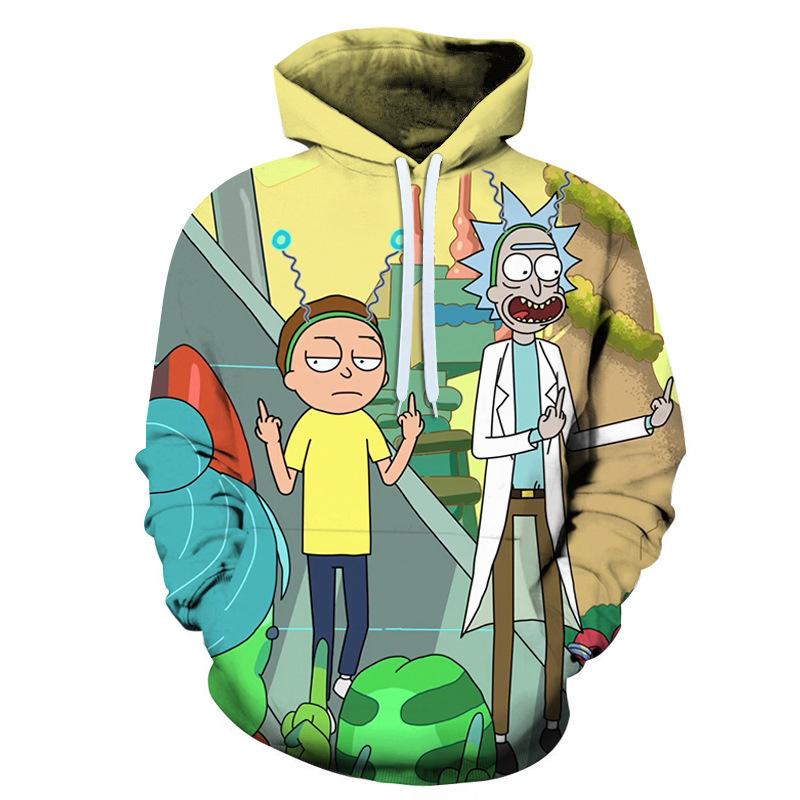 Autumn 3D Animation "Rick and Morty" Printed Hoodies Fashionable Casual Sports Long Sleeved Men's Hooded Sweatshirts
