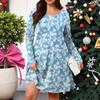 Plus Size Women's Gradient Print Casual Spring/Autumn Pocket Round Neck Long Sleeve Dress