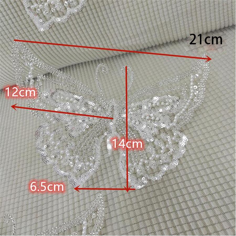 1 шт. нашивка-бабочка для свадебного платья, аппликация, украшение, бусины, блестки, нашивка, жемчуг ручной работы