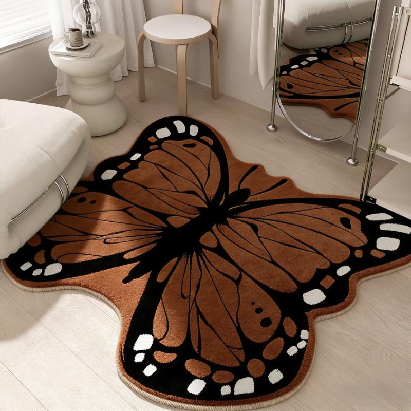 Butterfly Pattern Bedroom Decor Plush Carpet Irregular Shape Carpets for Living Room Home Thick Floor Mat Fluffy Soft Lounge Rug