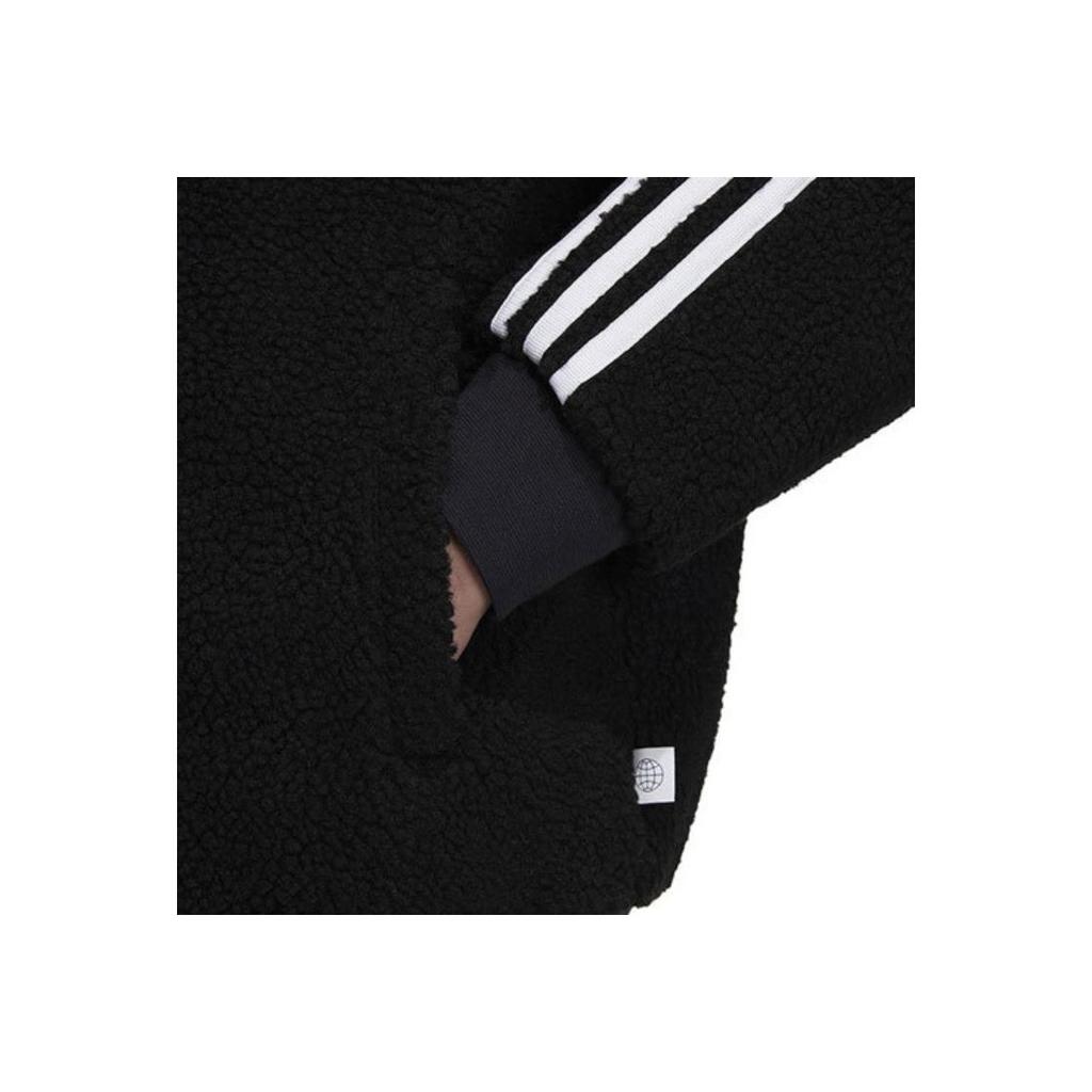 Adidas Neo Logo Pattern Stripe Украшенная куртка на флисовой подкладке Мужская верхняя одежда Черный HN8731
