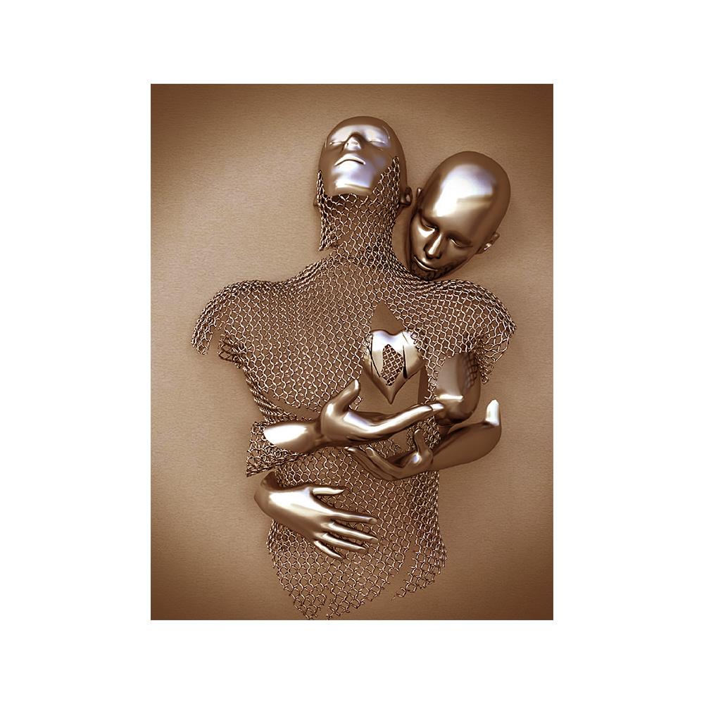 3d современная металлическая фигура, статуя, художественная роспись на холсте, романтические абстрактные постеры и принты, настенные панели для гостиной, декор для дома