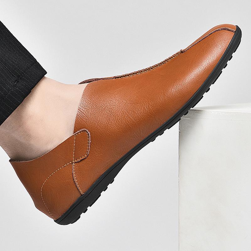 Genuine Leather Men'S Shoe Comfortable Casual Shoes Men Slip On  Flats Summer Driving Shoe For Men Light Fashion Big Size 37-47