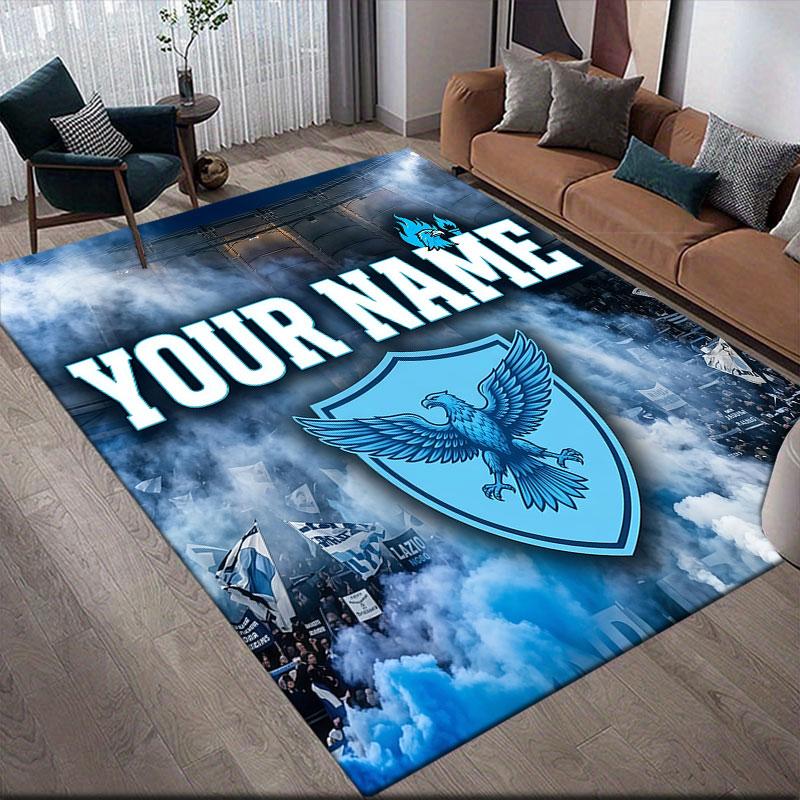 Custom Name,SS Lazio Home Sofa Decoration for Living Room & Bedroom, Non‑Slip Play Flannel Floor Mat for Game Room