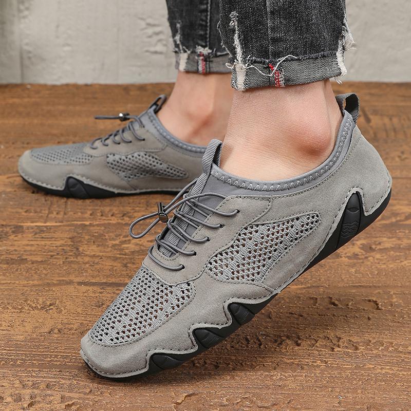 Модные мужские кроссовки Легкие сетчатые лоферы ручной работы Роскошные спортивные туфли на плоской подошве для вождения Уличные мокасины Zapatos De Hombre