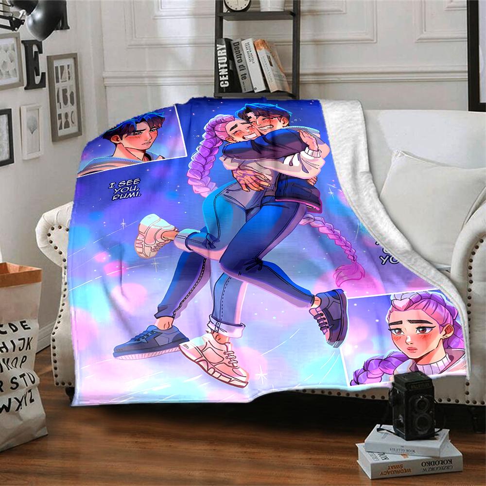 1pc KPop Demon Hunters20 Blanket, Gift, for Men and Women, Soft Blanket, Good for Sofa Bed Couch Travel, Lightweight Flannel Blanket