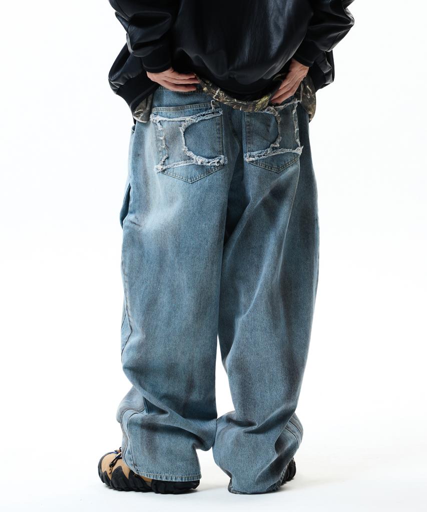 CRITIC Dirty Washed Denim Pants Light Blue