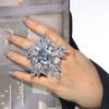 2024 кольцо на палец со снежинкой, свадебные аксессуары для рук, элегантное женское круглое открытое кольцо со стразами, свадебное ювелирное изделие