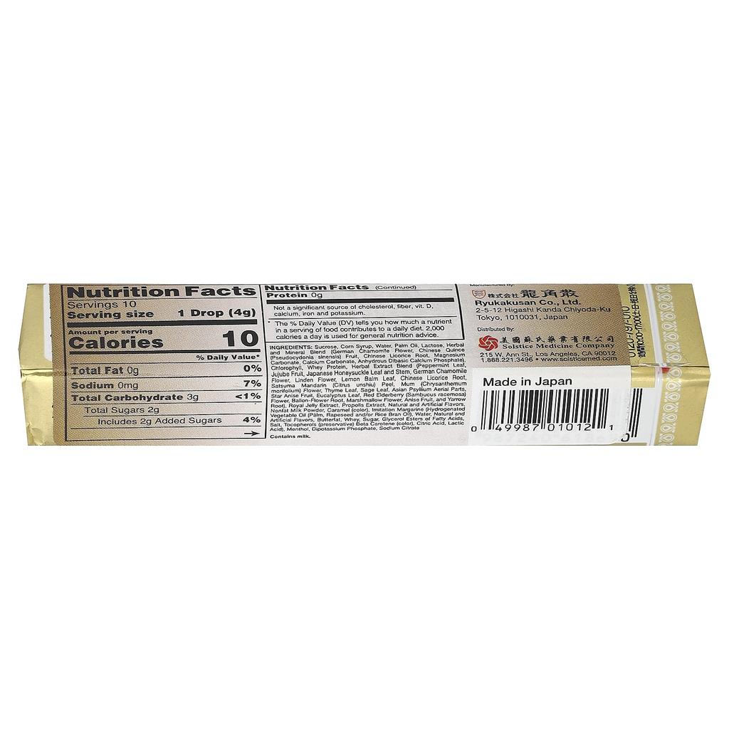 Ryukakusan, Refreshing Throat Herbal Drops, Honey & Milk, 10 Count, 40g (1.4oz)