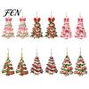 Holiday Party Jewelry Christmas 2D Acrylic Earrings, Colorful Tree Dangle Earrings with Bow Decorative Decor, Lightweight Drop Jewelry, Decorations
