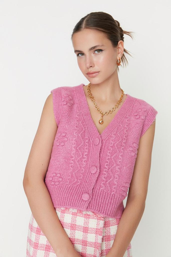 Women's Elegance Style Sweater Stone Soft Textured Knitwear Vest