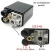 Реле давления для воздушного компрессора 90-120 фунтов на квадратный дюйм Автоматический переключатель давления воздуха 4-портовый коллектор Электрические воздушные компрессоры Инструментальный аксессуар